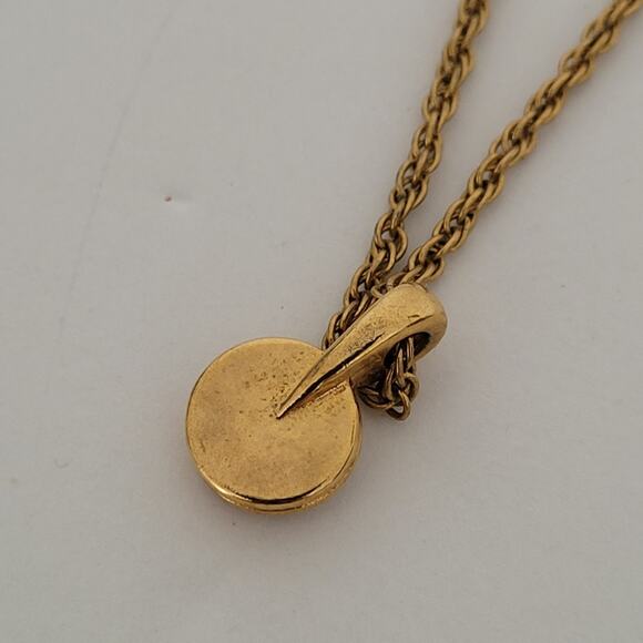 Vintage Nina Ricci NR Round Pendant Necklace Reighstones 14” Gold Chocker Small - Picture 5 of 6